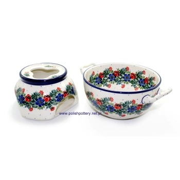 Miska 0,8L do fondue + podgrzewacz dek. 1535X Wianek